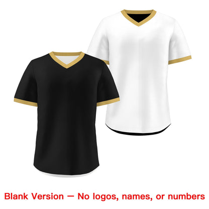 Custom White Black Old Gold Reversible Pullover Baseball Jersey Classic Style Lightweight