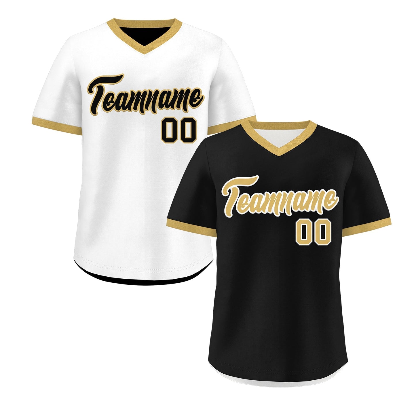 Custom White Black Old Gold Reversible Pullover Baseball Jersey Classic Style Lightweight