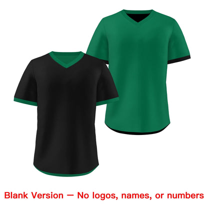 Custom Kelly Green Black Reversible Pullover Baseball Jersey Classic Style Lightweight