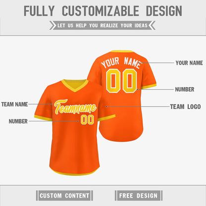 Custom Gold Orange Reversible Pullover Baseball Jersey Classic Style Lightweight