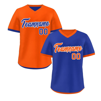 Custom Royal Blue Orange Reversible Pullover Baseball Jersey Classic Style Lightweight