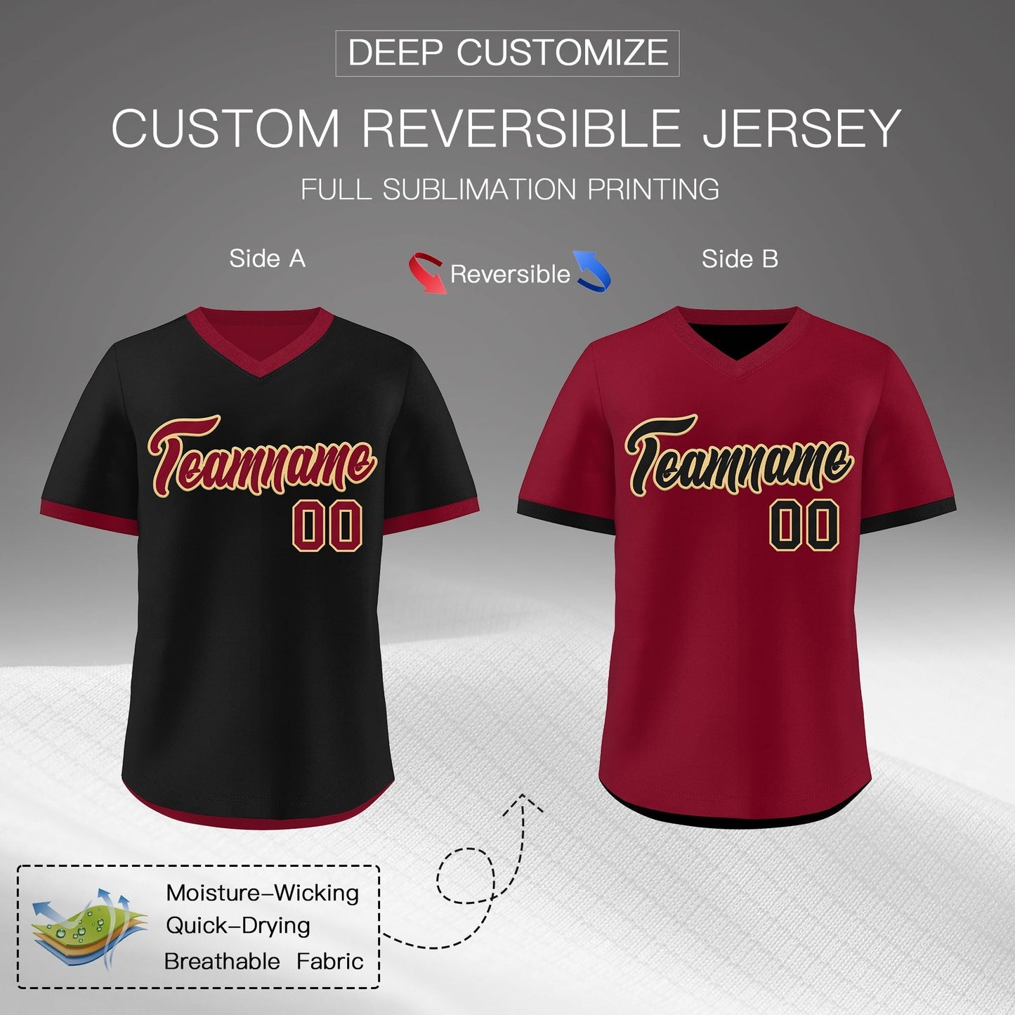 Custom Crimson Khaki Reversible Pullover Baseball Jersey Classic Style Lightweight