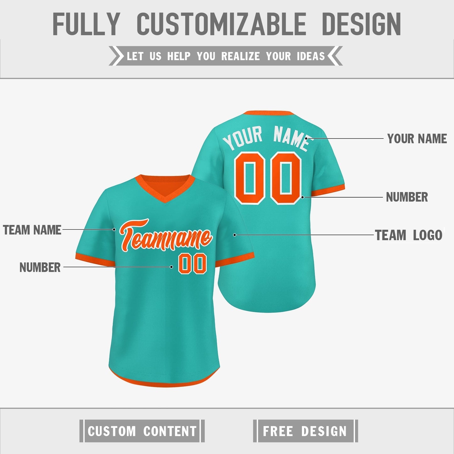 Custom Neon Green Orange Reversible Pullover Baseball Jersey Classic Style Breathable