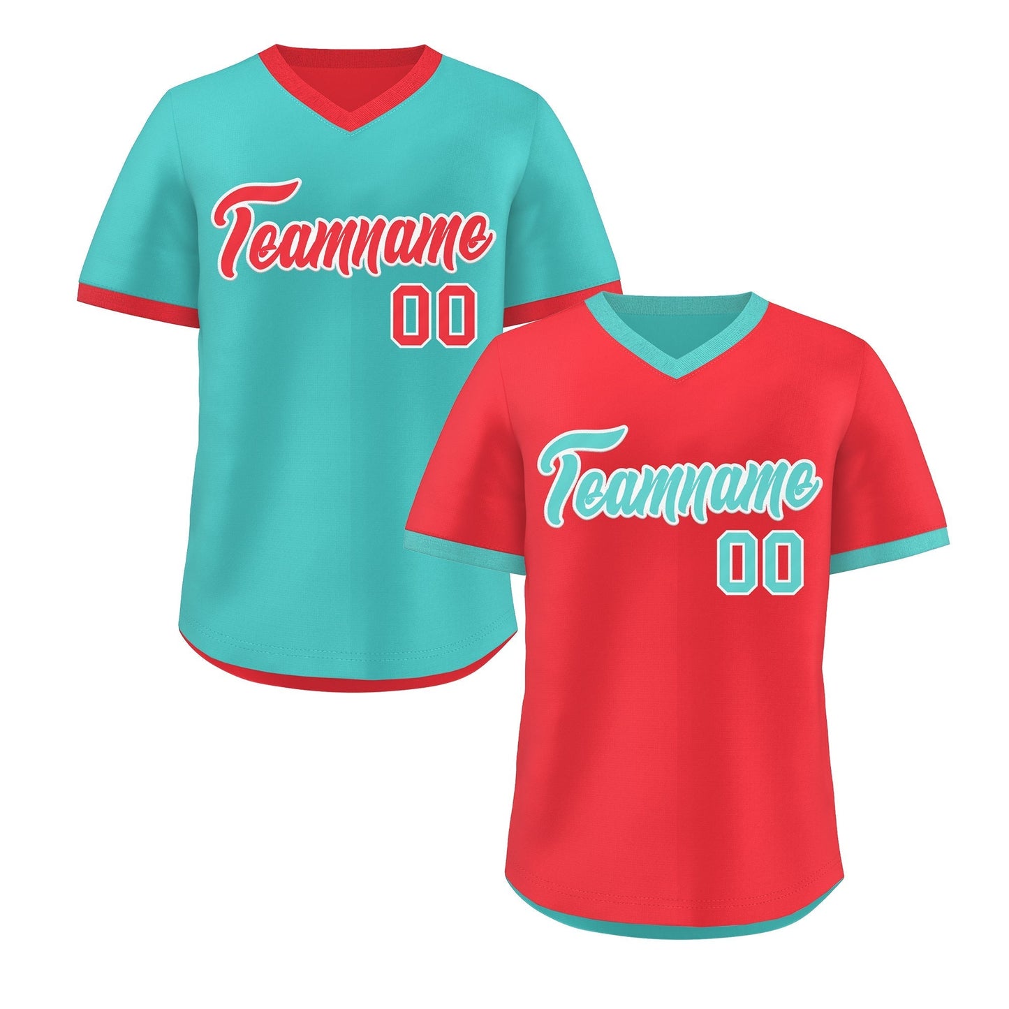Custom Teal Neon Green Reversible Pullover Baseball Jersey Classic Style Lightweight