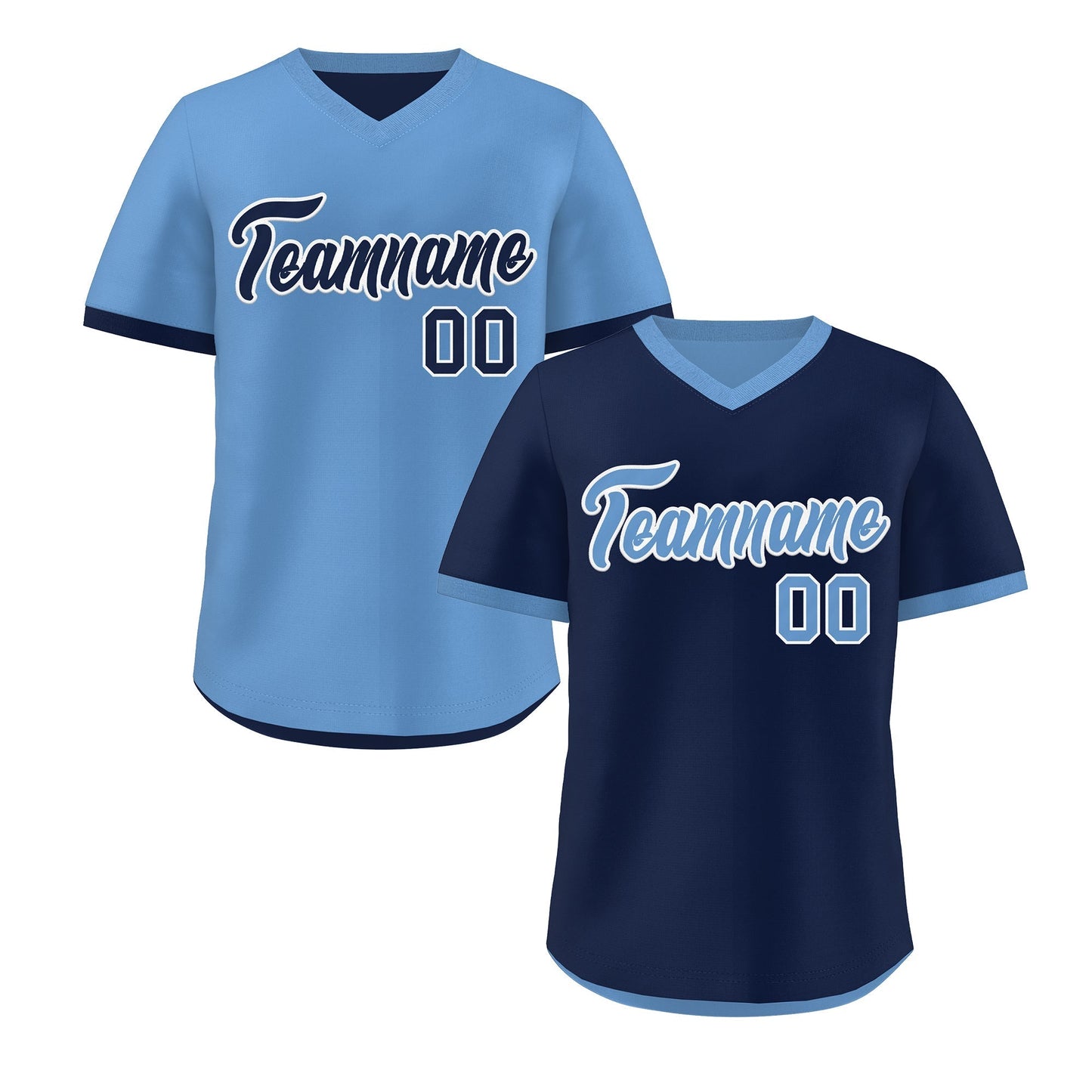 Custom Light Blue Navy Reversible Pullover Baseball Jersey Classic Style Lightweight