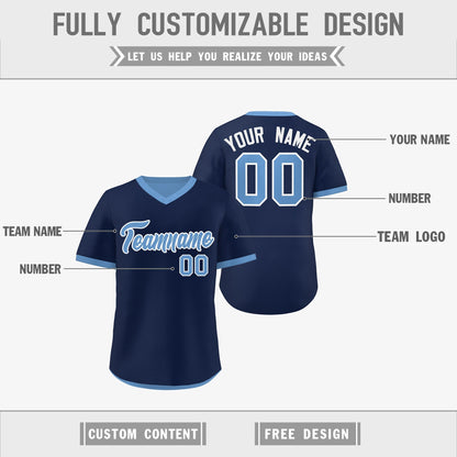 Custom Light Blue Navy Reversible Pullover Baseball Jersey Classic Style Lightweight