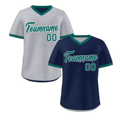 Custom Teal Silver Reversible Pullover Baseball Jersey Classic Style Quick Dry