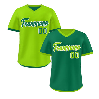 Custom Neon Green Kelly Green Reversible Pullover Baseball Jersey Classic Style Lightweight