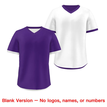Custom Purple White Reversible Pullover Baseball Jersey Classic Style Breathable