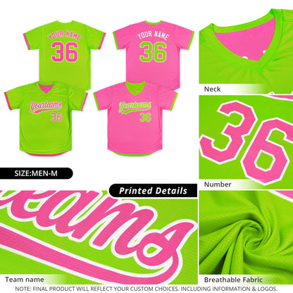Custom Pink Powder Blue Reversible Pullover Baseball Jersey Classic Style Breathable