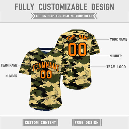 Custom Olive Khaki Midnight Blue Reversible Pullover Baseball Jersey Camo Stretch Fabric