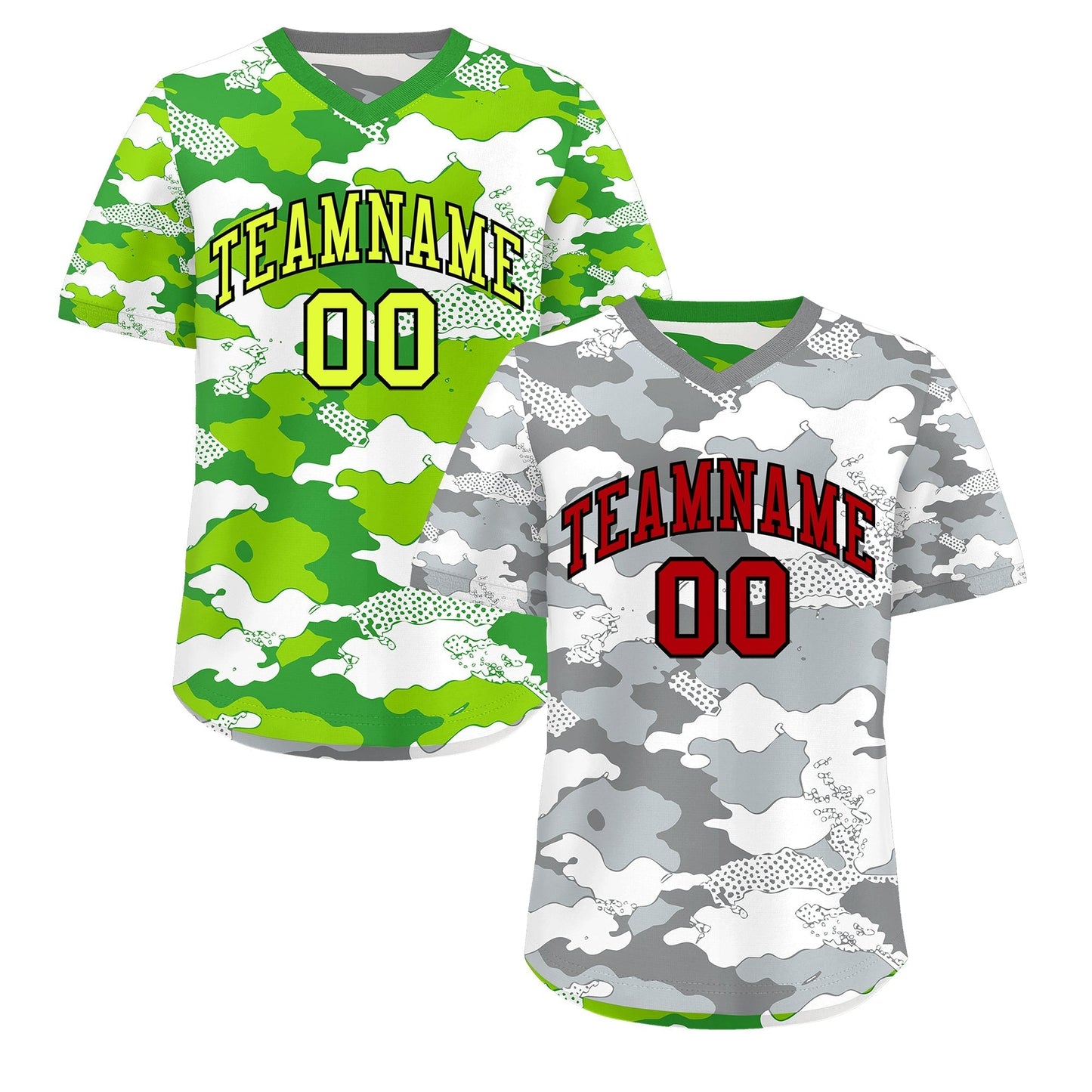 Custom Silver Light Green Reversible Pullover Baseball Jersey Camo Lightweight