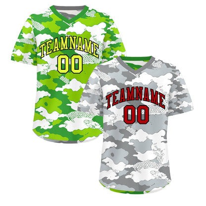 Custom Silver Light Green Reversible Pullover Baseball Jersey Camo Lightweight