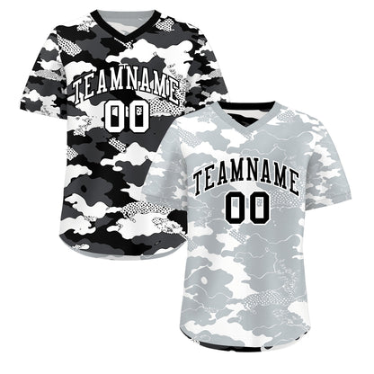 Custom White Black Reversible Pullover Baseball Jersey Camo Breathable