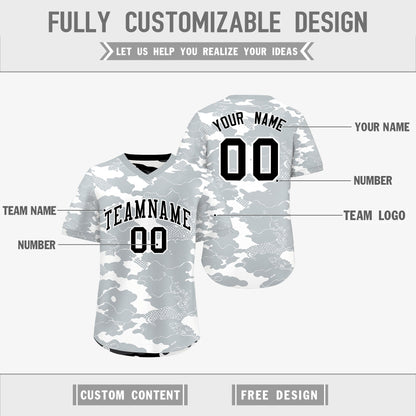 Custom White Black Reversible Pullover Baseball Jersey Camo Breathable