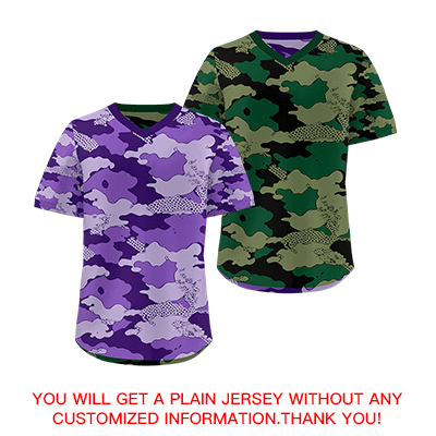 Custom Light Purple Dark Green Reversible Pullover Baseball Jersey Camo Lightweight