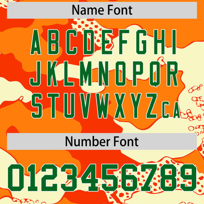 Custom Orange Dark Green Kelly Green Reversible Pullover Baseball Jersey Camo Stretch Fabric