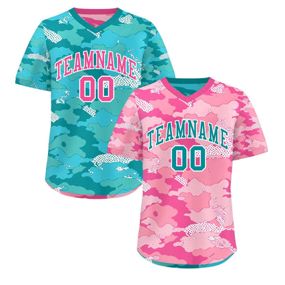 Custom Light Pink Pink White Reversible Pullover Baseball Jersey Camo Lightweight