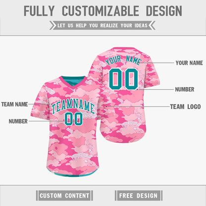Custom Light Pink Pink White Reversible Pullover Baseball Jersey Camo Lightweight