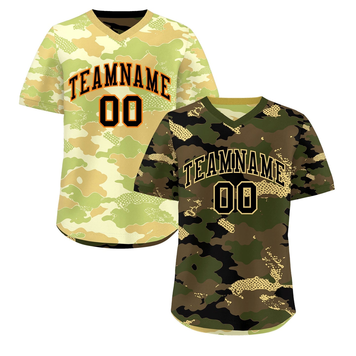 Custom Olive Light Brown Khaki Reversible Pullover Baseball Jersey Camo Lightweight