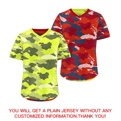 Custom Fluorescent Green Crimson Reversible Pullover Baseball Jersey Camo Stretch Fabric