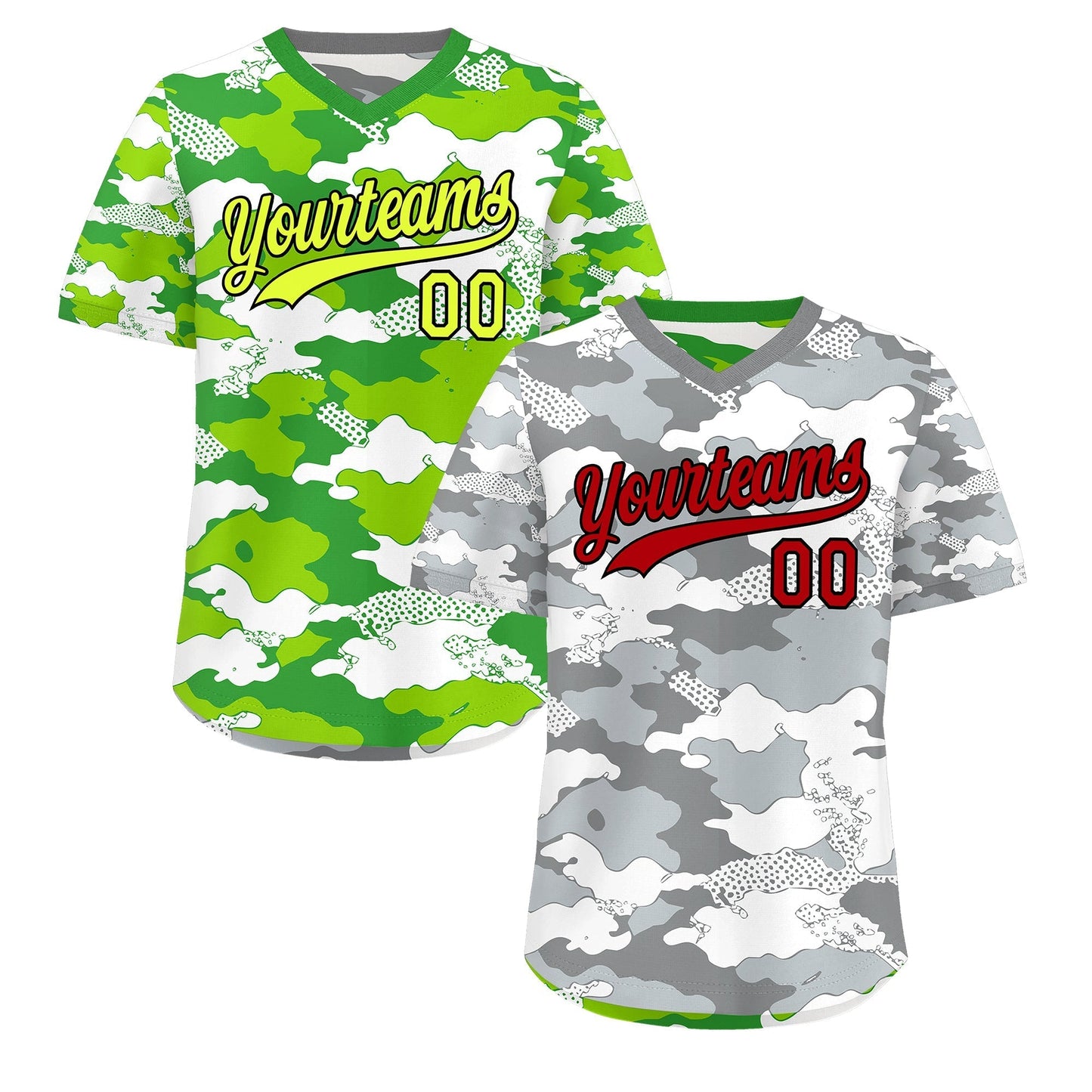 Custom Silver Light Green Reversible Pullover Baseball Jersey Camo Lightweight