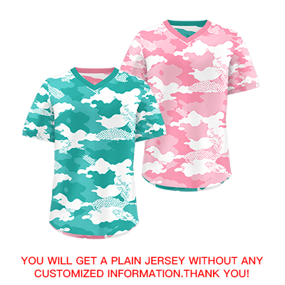 Custom Teal Aqua Light Pink Reversible Pullover Baseball Jersey Camo Stretch Fabric
