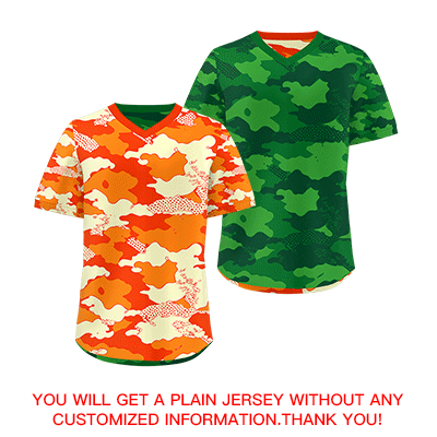 Custom Orange Dark Green Kelly Green Reversible Pullover Baseball Jersey Camo Stretch Fabric