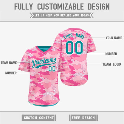 Custom Light Pink Pink White Reversible Pullover Baseball Jersey Camo Lightweight
