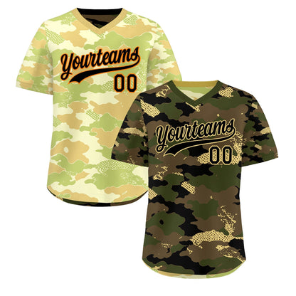 Custom Olive Light Brown Khaki Reversible Pullover Baseball Jersey Camo Lightweight