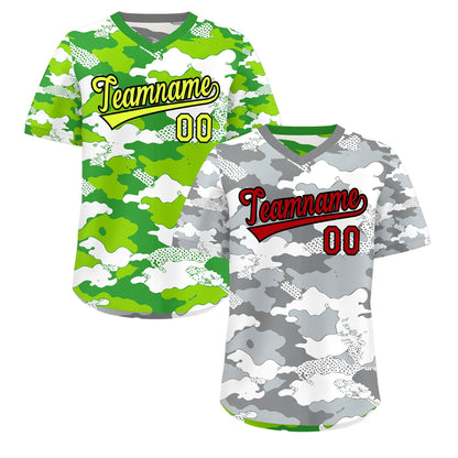 Custom Silver Light Green Reversible Pullover Baseball Jersey Camo Lightweight