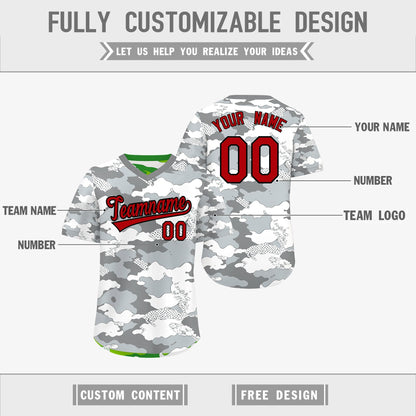 Custom Silver Light Green Reversible Pullover Baseball Jersey Camo Lightweight