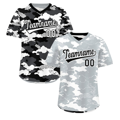 Custom White Black Reversible Pullover Baseball Jersey Camo Breathable