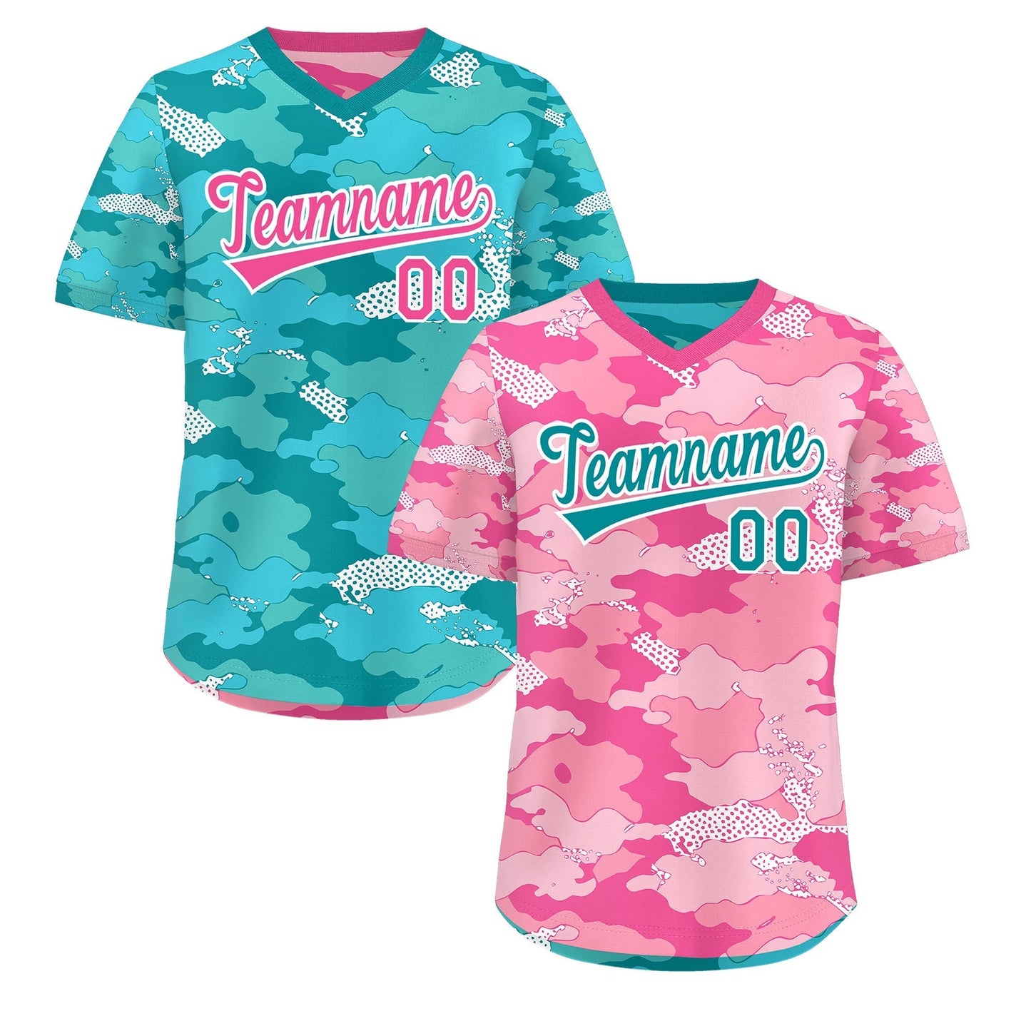 Custom Light Pink Pink White Reversible Pullover Baseball Jersey Camo Lightweight