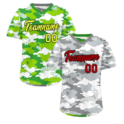 Custom Silver Light Green Reversible Pullover Baseball Jersey Camo Lightweight
