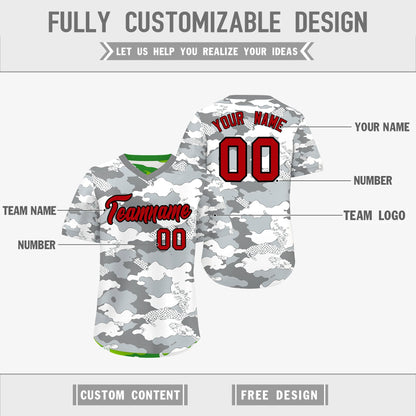 Custom Silver Light Green Reversible Pullover Baseball Jersey Camo Lightweight
