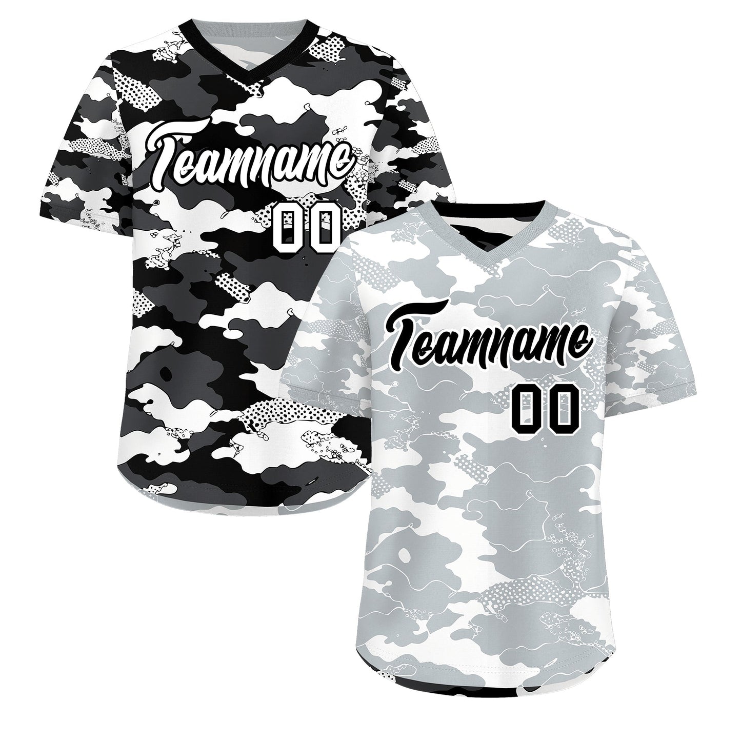 Custom White Black Reversible Pullover Baseball Jersey Camo Breathable