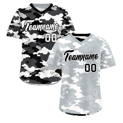 Custom White Black Reversible Pullover Baseball Jersey Camo Breathable
