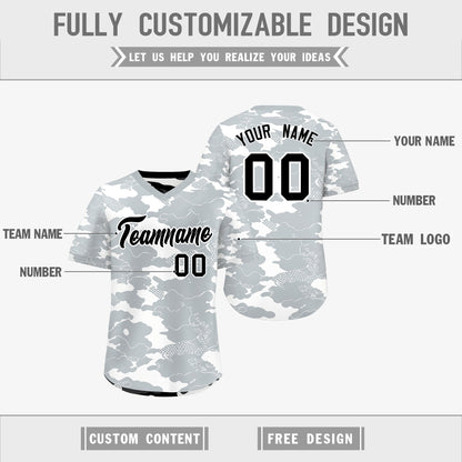 Custom White Black Reversible Pullover Baseball Jersey Camo Breathable
