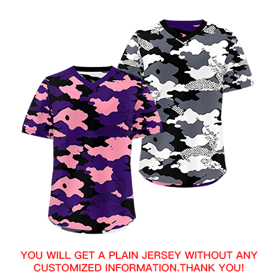 Custom Purple Light Pink White Reversible Pullover Baseball Jersey Camo Stretch Fabric