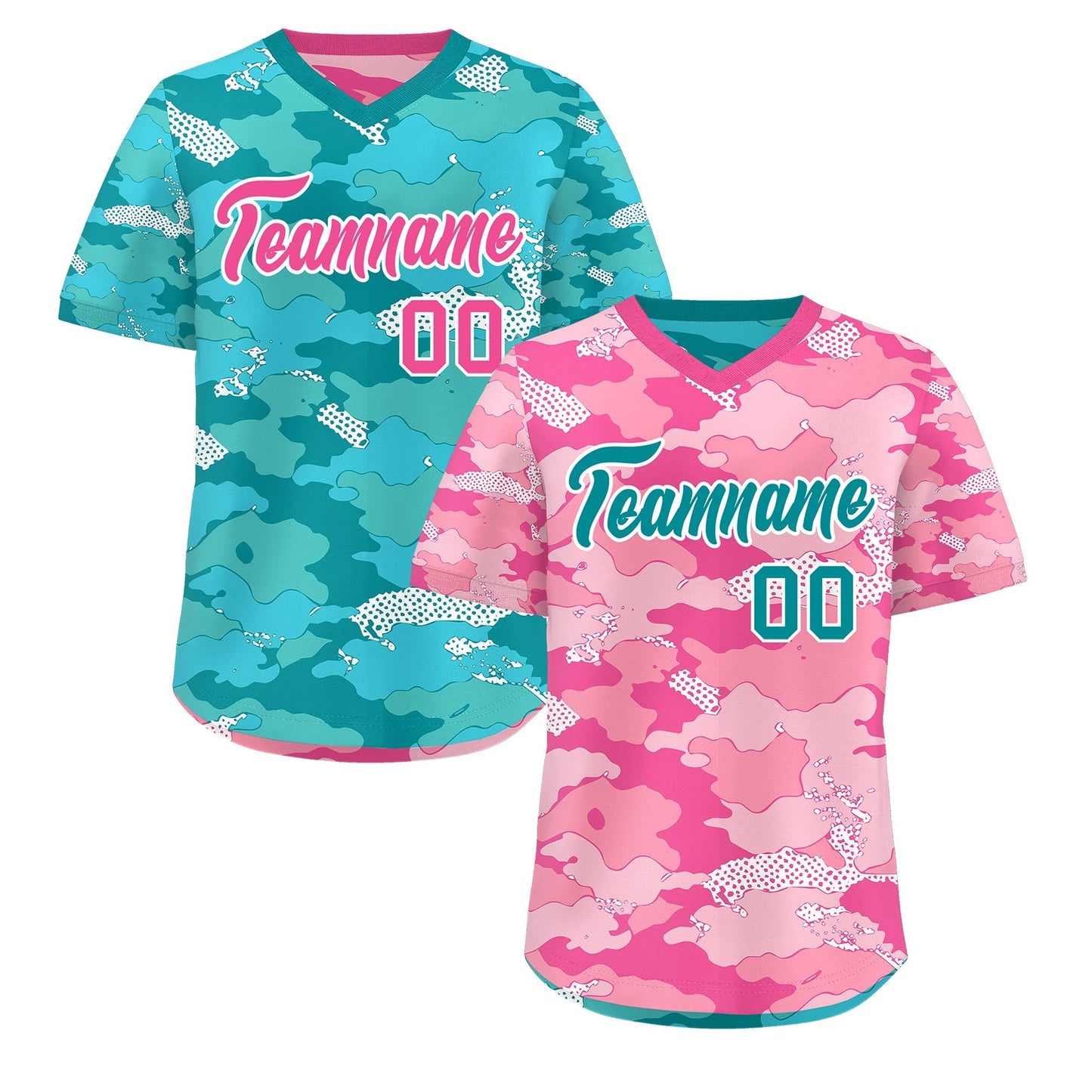 Custom Light Pink Pink White Reversible Pullover Baseball Jersey Camo Lightweight