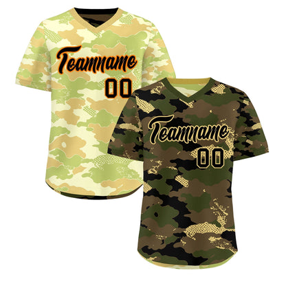 Custom Olive Light Brown Khaki Reversible Pullover Baseball Jersey Camo Lightweight
