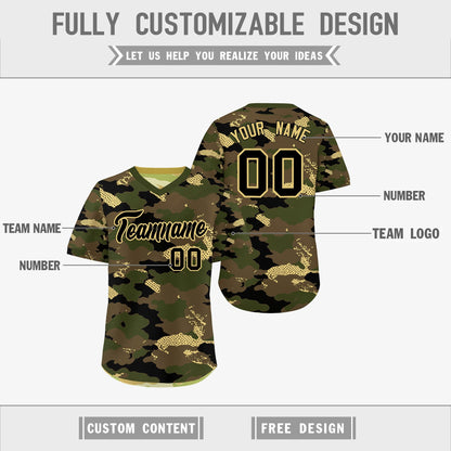 Custom Olive Light Brown Khaki Reversible Pullover Baseball Jersey Camo Lightweight