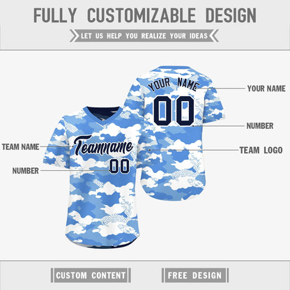 Custom Powder Blue Midnight Blue Silver Reversible Pullover Baseball Jersey Camo Breathable