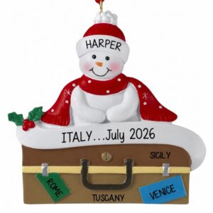 Personalized World Traveler Atop Suitcase Ornament