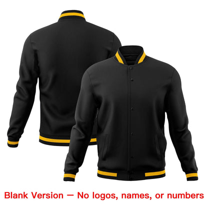 Custom Black Gold Jacket Classic Style Full-Snap Club & Spirit Wear Breathable