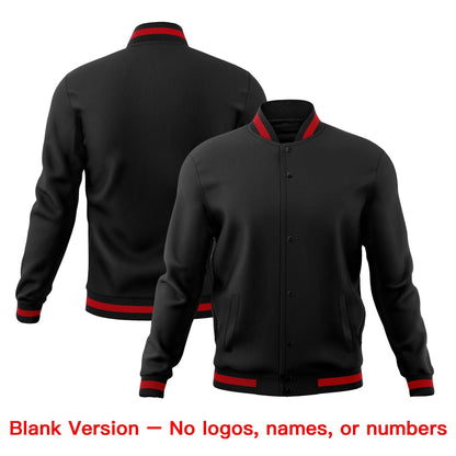 Custom Black Red Jacket Classic Style Full-Snap Club & Spirit Wear Breathable