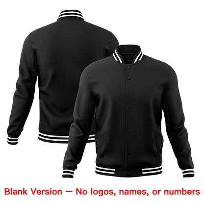 Custom Black White Jacket Classic Style Full-Snap Club & Spirit Wear Wrinkle-Resistant