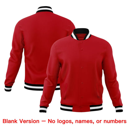 Custom Red Black White Jacket Classic Style Full-Snap Club & Spirit Wear Wrinkle-Resistant