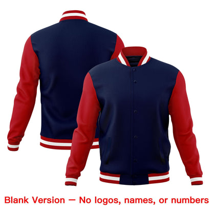Custom Navy Red White Jacket Classic Style Full-Snap Club & Spirit Wear Breathable